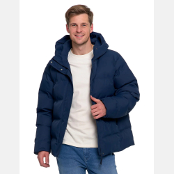 GRANATOWA męska kurtka puchowa boxy z kapturem ZIMOWA  MORAJ